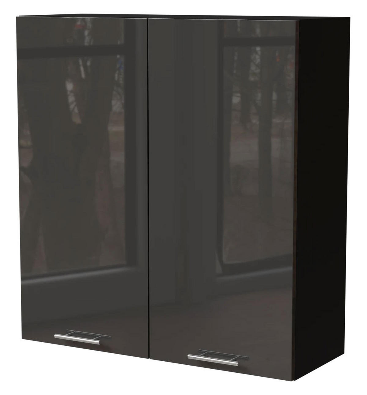 HÄNGESCHRANK Essen W4/90 Graphit Hochglanz / Schwarz Matt 90 / 32,5 / 96cm - Schwarz/Graphitfarben, Holz/Holzwerkstoff (90/96/32.5cm) - Feldmann-Wohnen