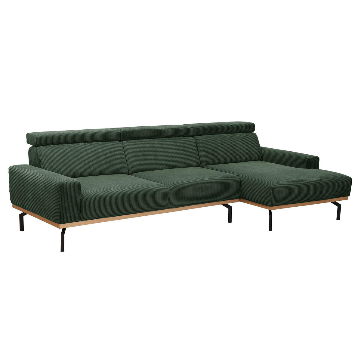 SOFA mit Longchair rechts Katrien Cordstoff dunkelgrün - Dunkelgrün, Kunststoff (135/280cm) - 58aufmkessel