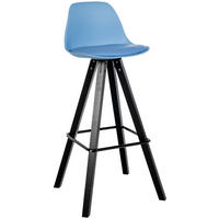 BARHOCKER PALMA Blau Kunstleder Schwarz - Blau, Leder/Holz (38/99/44cm) - DELUKE