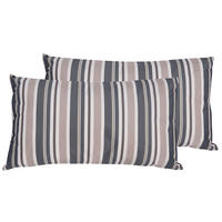 GARTENKISSEN 2er-Set dunkelblau/beige gestreift 40/70 cm Kastos - Hellbraun, Textil (40/70cm) - Beliani