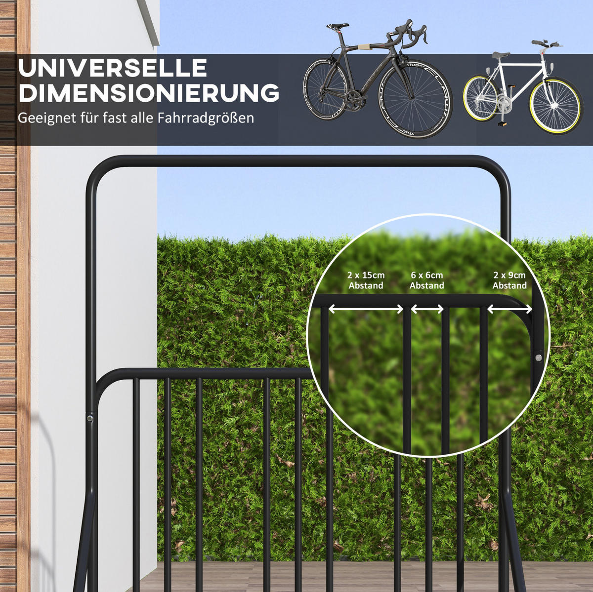 FAHRRADSTÄNDER aus Stahl 102x92x130 cm in Schwarz mit Fahrradhalterung - Schwarz, Metall (92/130/102cm) - Modfu