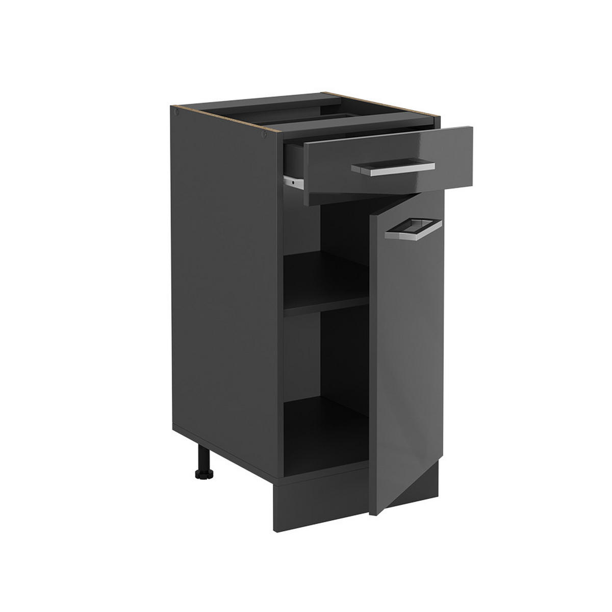KÜCHENUNTERSCHRANK R-Line Anthrazit Hochglanz 40 cm ohne Arbeitsplatte - Schwarz Hochglanz/Anthrazit, Holzwerkstoff (40/81.6/46cm) - Vicco