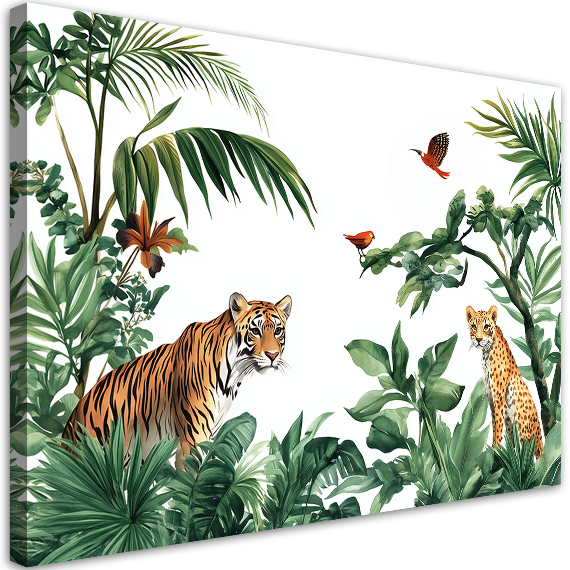 WANDBILD für kinderzimmer palmen tiger tiere afrika - Grün, Textil (60/40cm) - Feeby