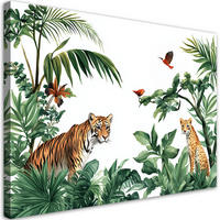 WANDBILD für kinderzimmer palmen tiger tiere afrika - Grün, Textil (60/40cm) - Feeby
