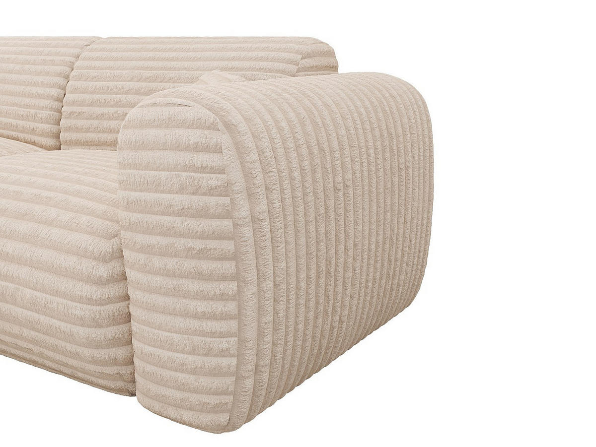 GROSSER Ecksofa - Ecke links - grob gerippter Cord - Beige - POGNI - Beige, Textil (280/165cm) - Vente-Unique