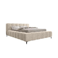 POLSTERBETT COZY Chenille Creme 160/200 cm - Creme/Schwarz, Textil/Metall (160/200cm) - 99rooms