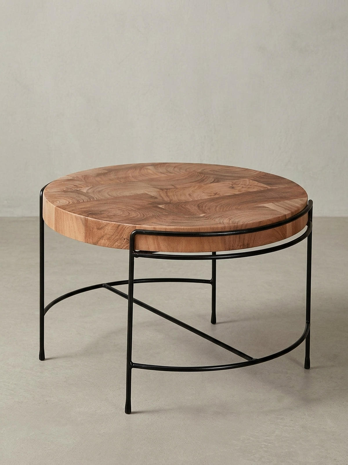 COUCHTISCH Industrial, Akazienholz Mattschwarz Metallgestell, 62x40x62 cm - Beige/Schwarz, Holz/Metall (62/62/40cm) - KADIMA DESIGN