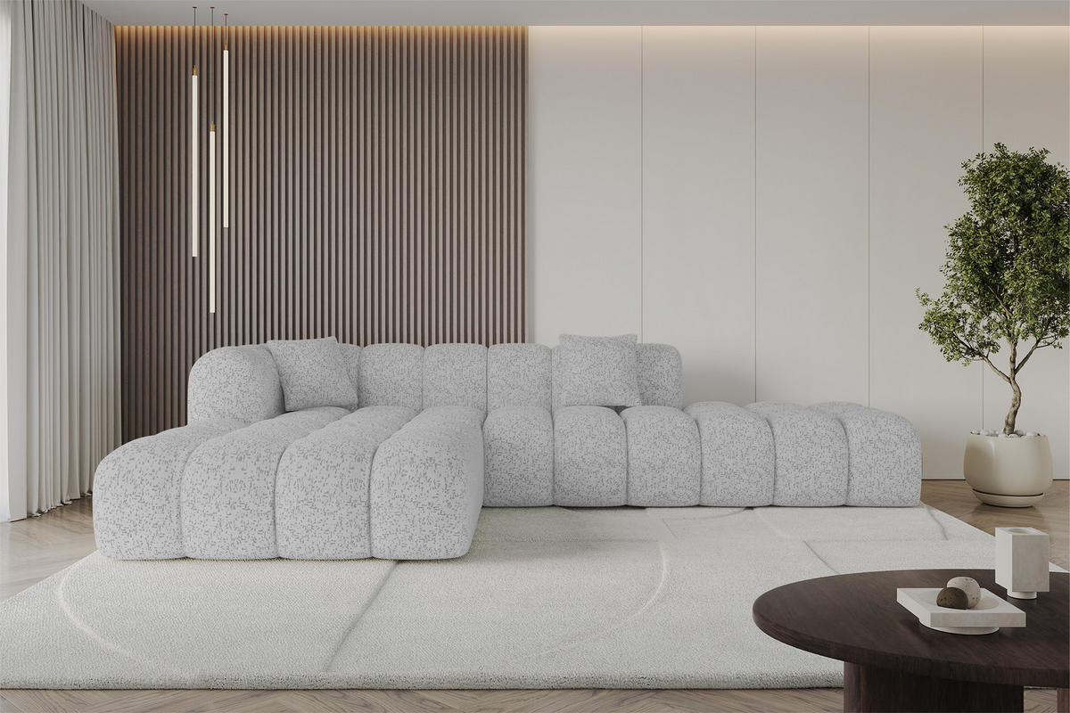ECKSOFA Ottomane Links OLEA-L2 - 289x176x71 cm Grau - Schwarz/Grau, Holzwerkstoff/Kunststoff (289/176cm)