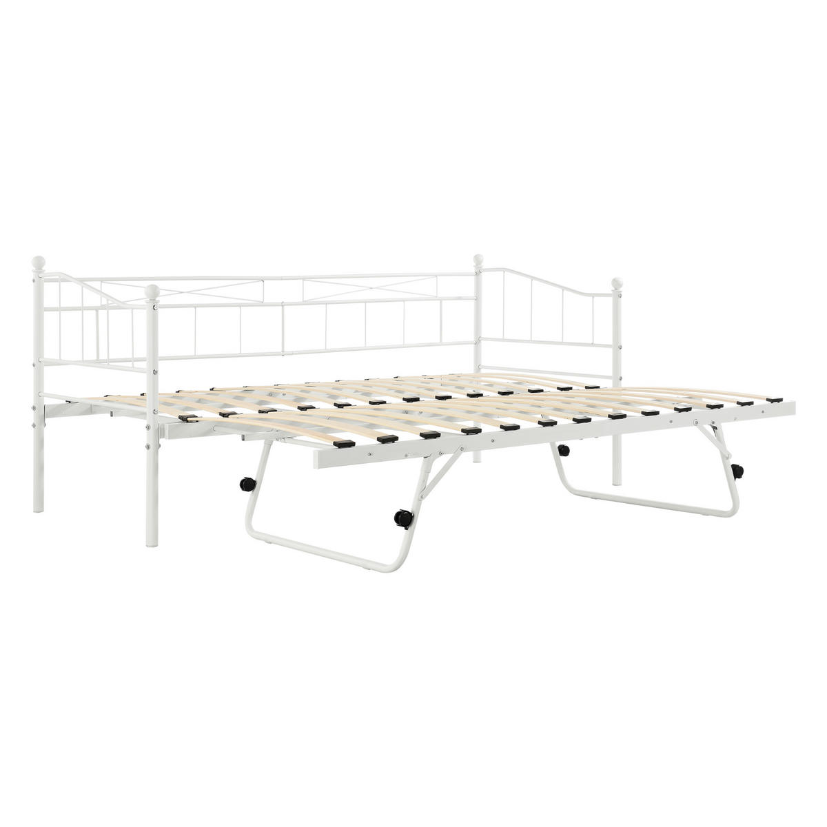 TAGESBETT Skutskär - Weiß, Metall (90/200cm) - [en.casa]