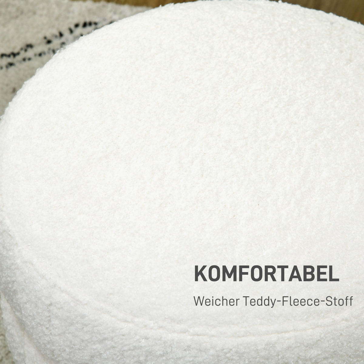 HOMCOM Sitzhocker, Fußhocker, Runder Polsterhocker, Fußstütze mit Sitzkissen - Weiß, Kunststoff (40/45/40cm) - HOMCOM