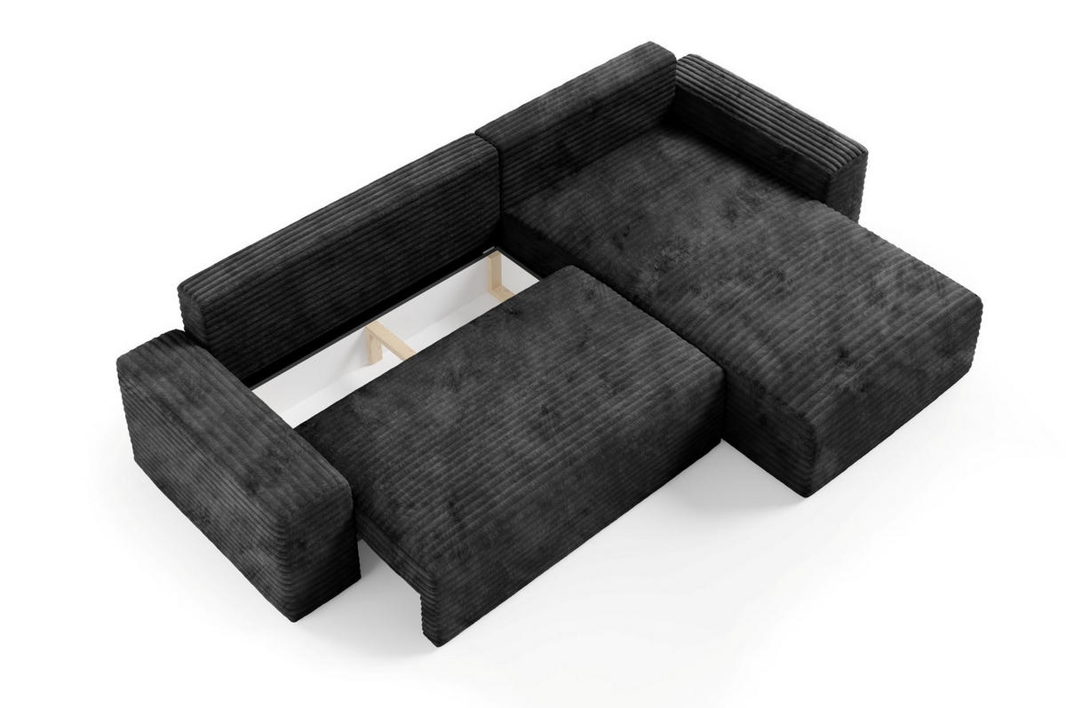 ECKSOFA mit Schlaffunktion Schwarz - Schwarz, Holz/Holzwerkstoff (300/185cm) - Furnisell