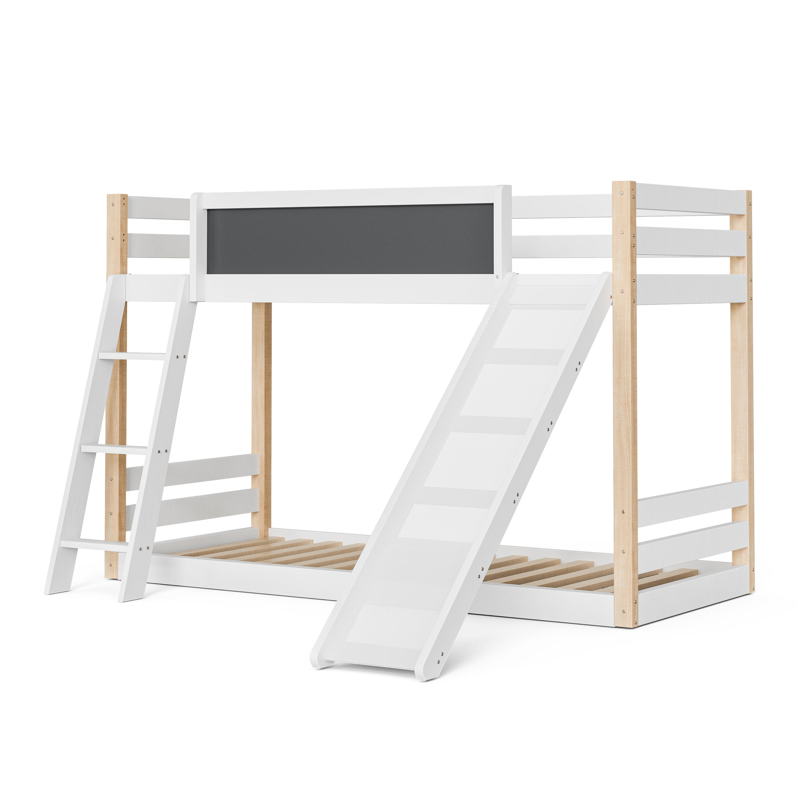 ETAGENBETT 200 x 90cm in Weiß mit Treppe und Rutschen - Weiß, Holz (90/200cm) - KOMHTOM