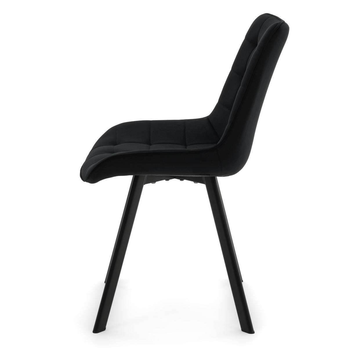 STUHL TORI gepolsterter mit Steppung - schwarz - Samt Velour - Schwarz, Textil/Metall (53/86/60cm) - NEW HOME
