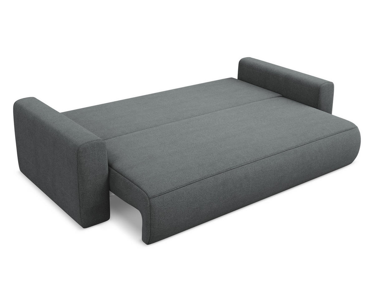 3-SITZER SOFA mit Schlaffunktion Strukturstoff Stoff Grau - Schwarz/Grau, Kunststoff/Textil (238/82/105cm) - Makamii