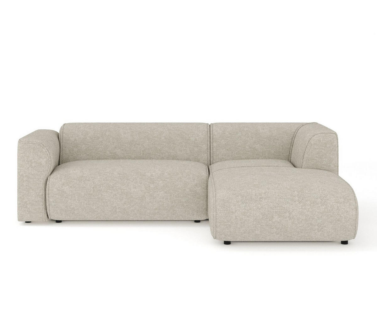 ECKSOFA Melani Greige Chenille-Stoff - Rechts Seite - Beige/Schwarz, Holz/Holzwerkstoff (162/256cm) - Maison de Reve