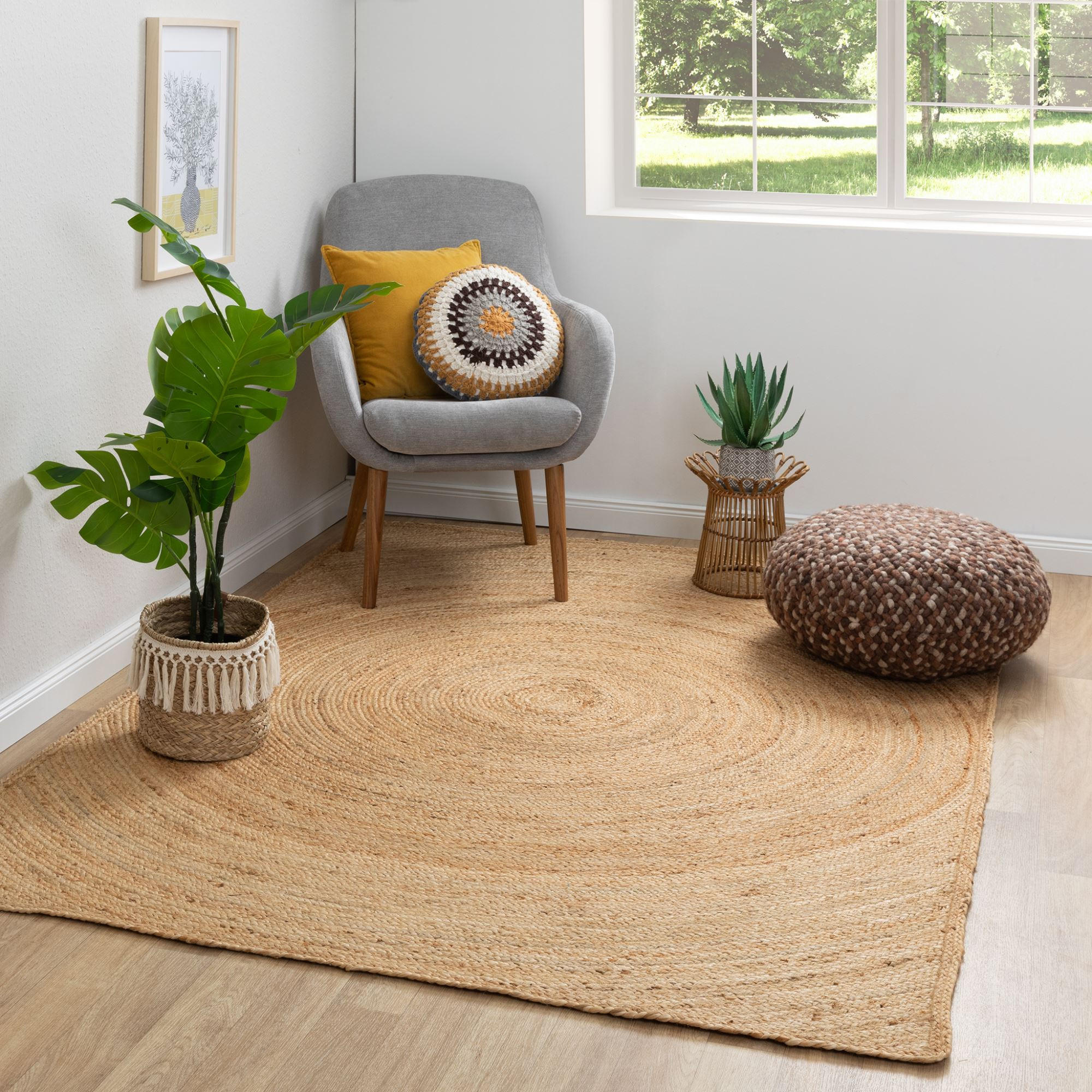 Thumbnail - Steffensmeier Flachgewebeteppich, Natur, Naturmaterialien, Rechteckig, 60x110 cm, für Fußbodenheizung geeignet, Teppiche...