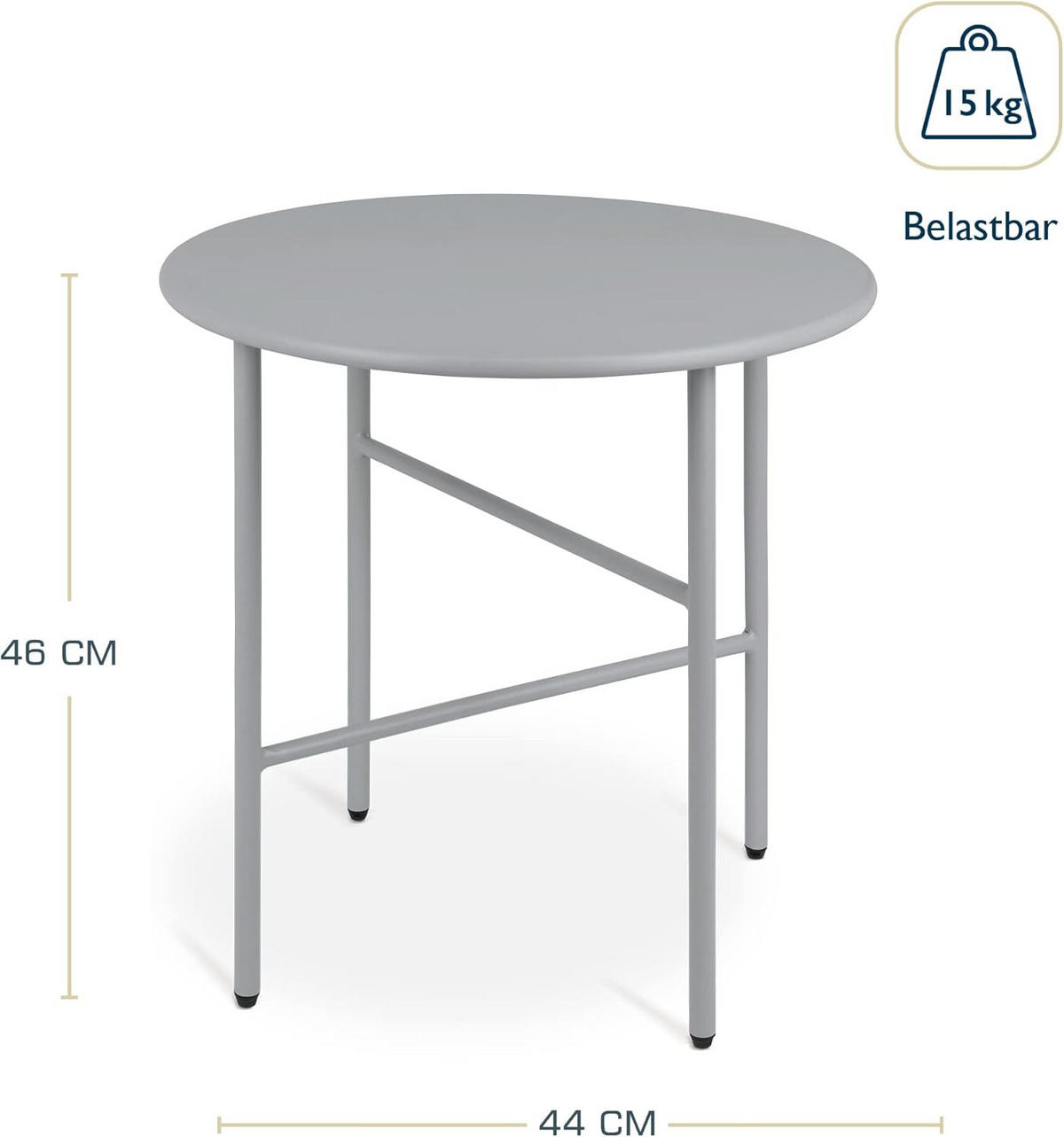 BEISTELLTISCH Finn 44/46 cm und 53/36 cm Grau (2tlg) - Grau, Metall (0.1/53/36cm) - BoMoe