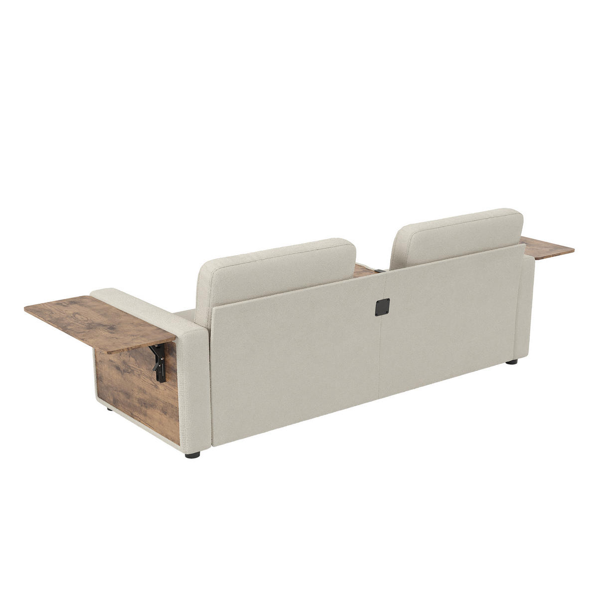 2-SITZER-SOFA mit Laptop-Tisch und Stauraum, DE-42611, Beige - Beige, Metall (178/57.5/71cm) - ComfortXL