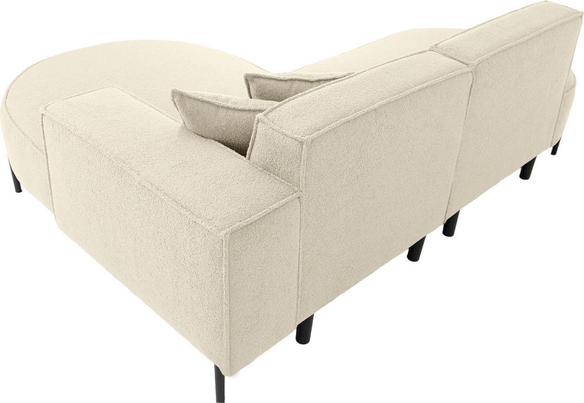 ECKSOFA Hana Loft 3-Sitzer Ecke Rechts, Boucle, Beige 241/80/168 cm - Beige/Schwarz, Textil/Metall (241/168cm) - WFL GROUP