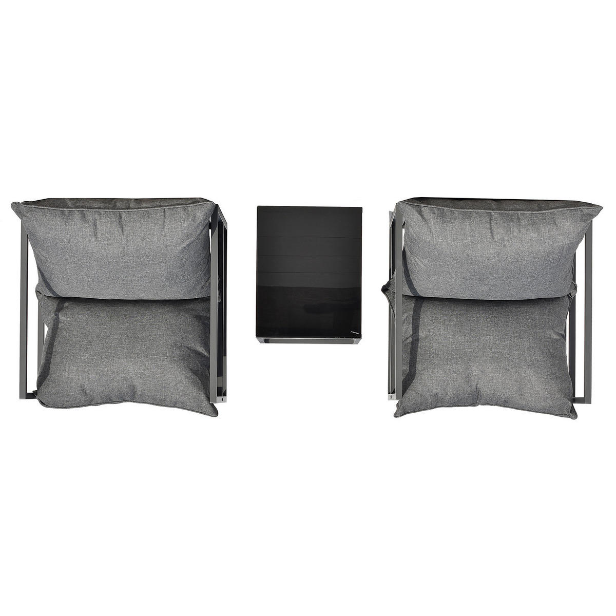 LOUNGEGRUPPE - 3-teilig - Stahl / Webstoff - Grau - Grau, Glas/Textil - home24