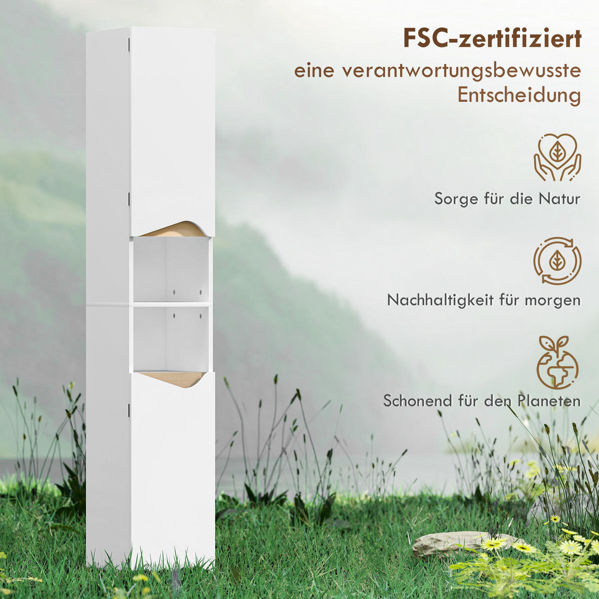 BADEZIMMERSCHRANK Spanplatte Weiß - Weiß, Holzwerkstoff (30/180.5/34.6cm) - HOMCOM