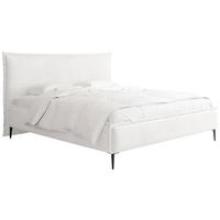 POLSTERBETT Pillow Rise mit Bettkasten, Lattenrost & hohen Metallfüßen in Weiß Bouclé 200x200 cm - Birkefarben/Schwarz, Holz/Textil (200/200cm) - WFL GROUP