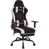 GAMINGSTUHL mit Lendenkissen, Massagefunktion, Schwarz+Rosa - Schwarz/Rosa, Textil/Metall (70/129/57.5cm) - Woltu