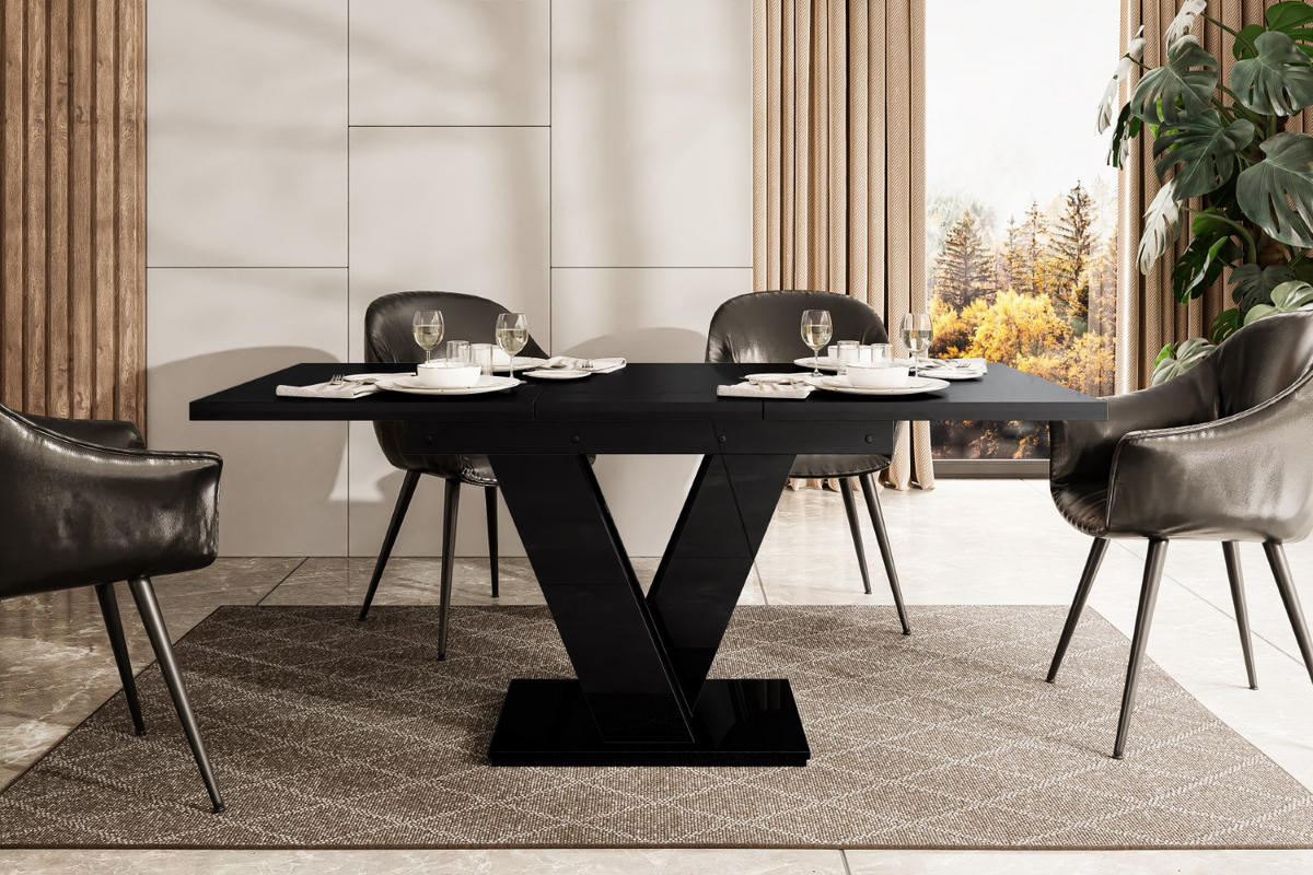 ESSTISCH ausziehbar 120 -160x80x75 cm - Hochglanz Schwarz - ASIV - Schwarz Hochglanz, Holzwerkstoff (120/80/75cm) - ALTDECOR