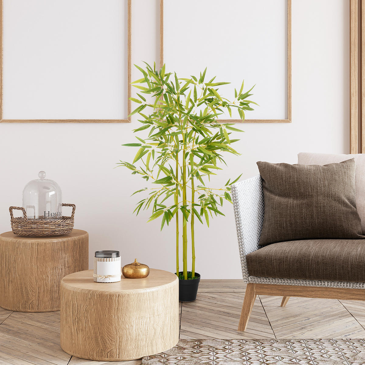 KUNSTPFLANZE, Künstlicher Bambus im Topf, für drinnen & draußen, Höhe 120 cm, pflegeleicht, Grün - Multicolor, Kunststoff (120cm) - FORIOUS