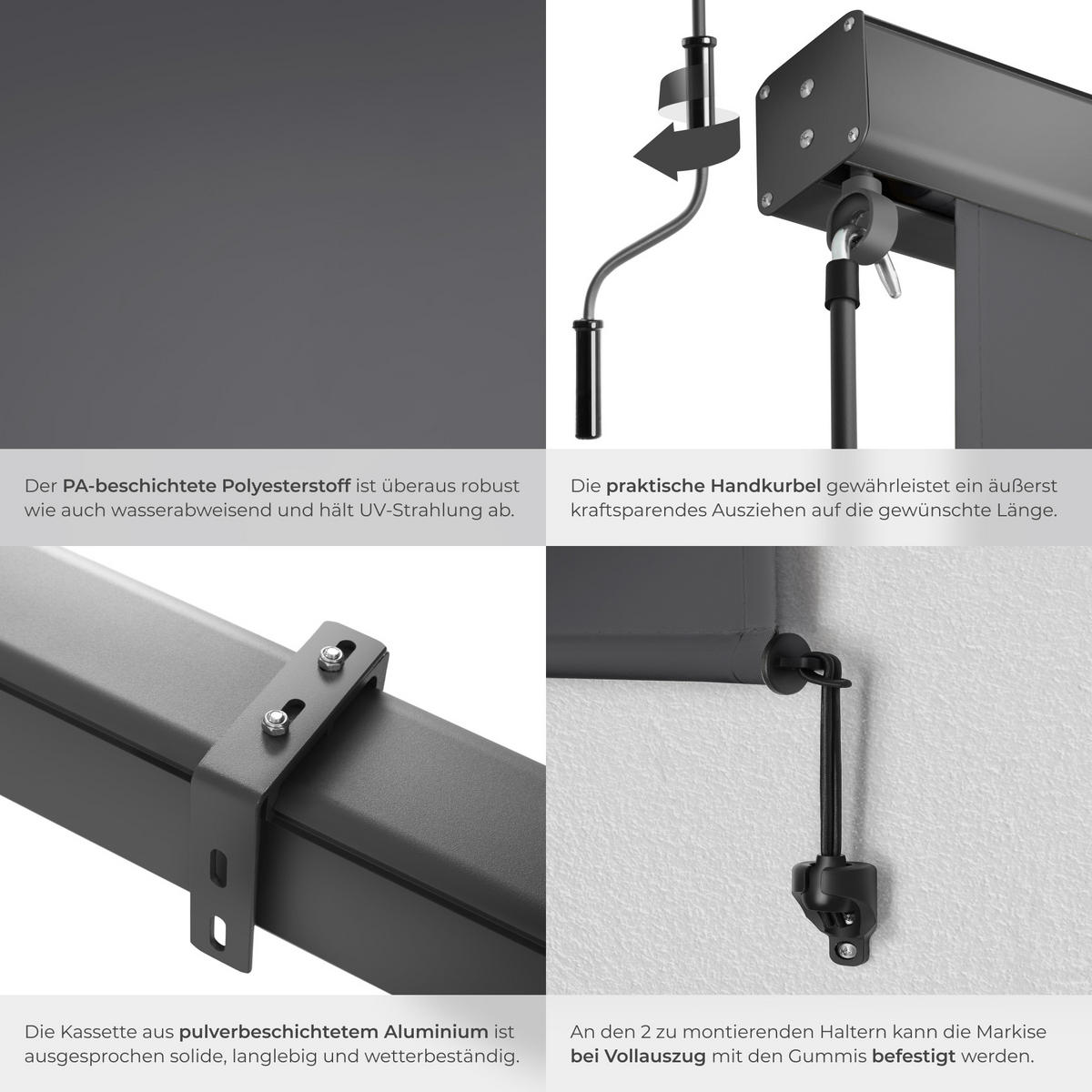 SENKRECHTMARKISE Eloise, inkl. Wandhaltern, dunkelgrau - Dunkelgrau, Textil (200/250cm) - tectake