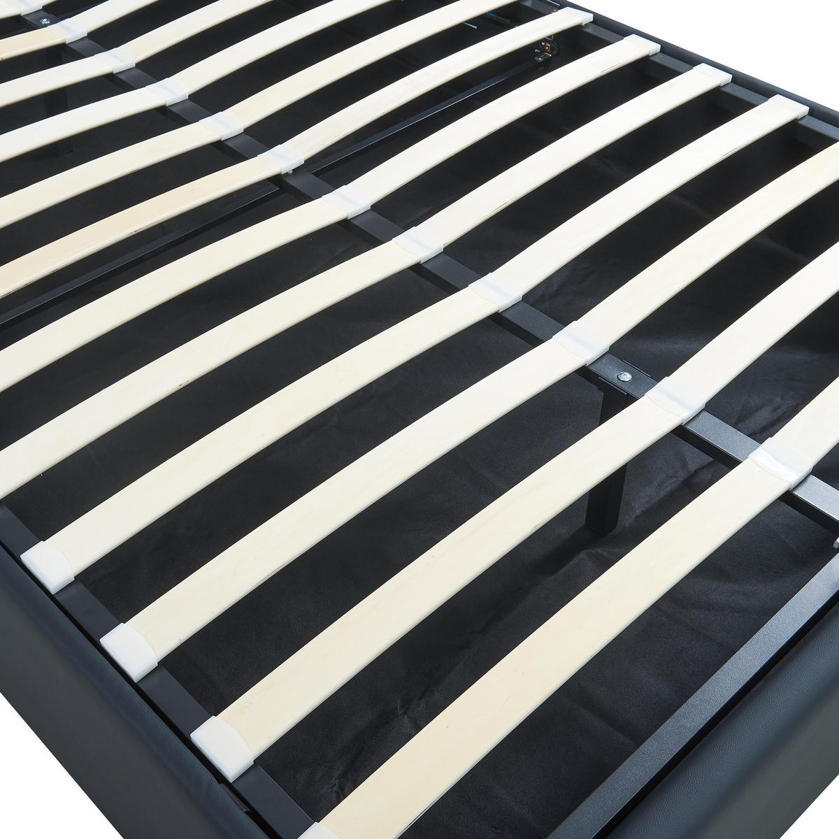 ČALOUNĚNÁ POSTEL Nola - černá, kompozitní dřevo/textil (140/200cm) - [en.casa]