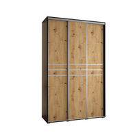 SCHWEBETÜRENSCHRANK 235,2/160/60 3-türig - Silberfarben/Schwarz, Holz/Metall (160/235/60cm) - Abiks Möbel