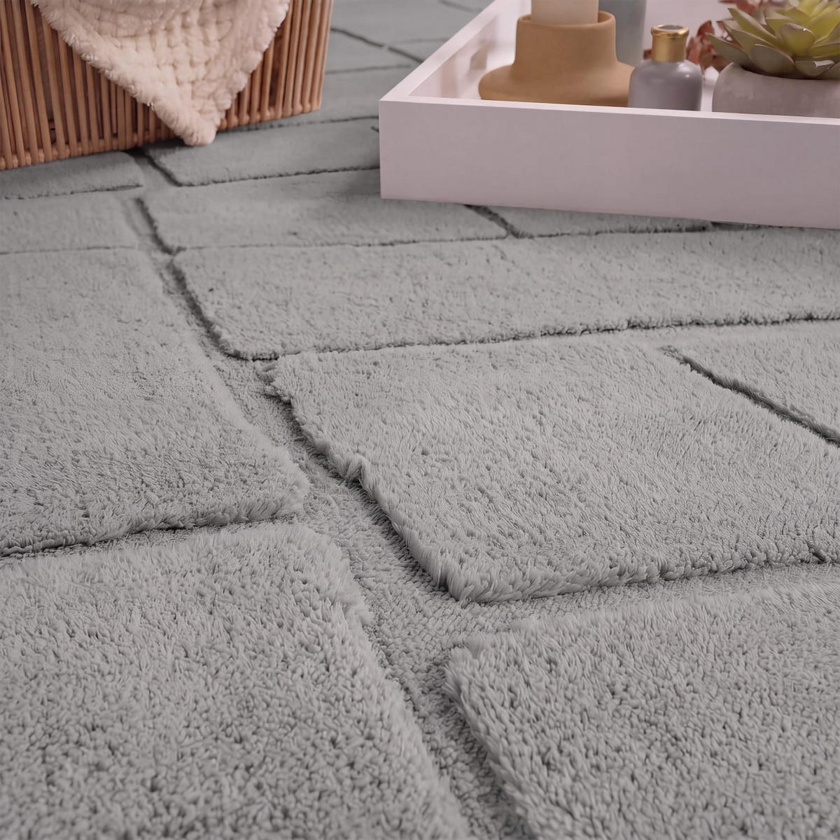 HOCHFLORTEPPICH 160/160 cm Tokio 479 - Grau, Kunststoff (160/160cm) - Paco Home