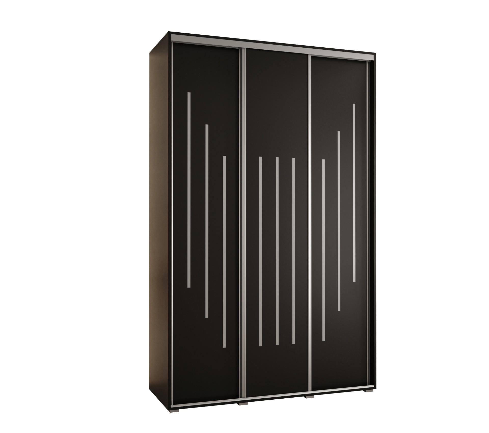 SCHWEBETÜRENSCHRANK 235,2/160/45 3-türig - Silberfarben/Schwarz, Holz/Metall (160/235/45cm) - Abiks Möbel