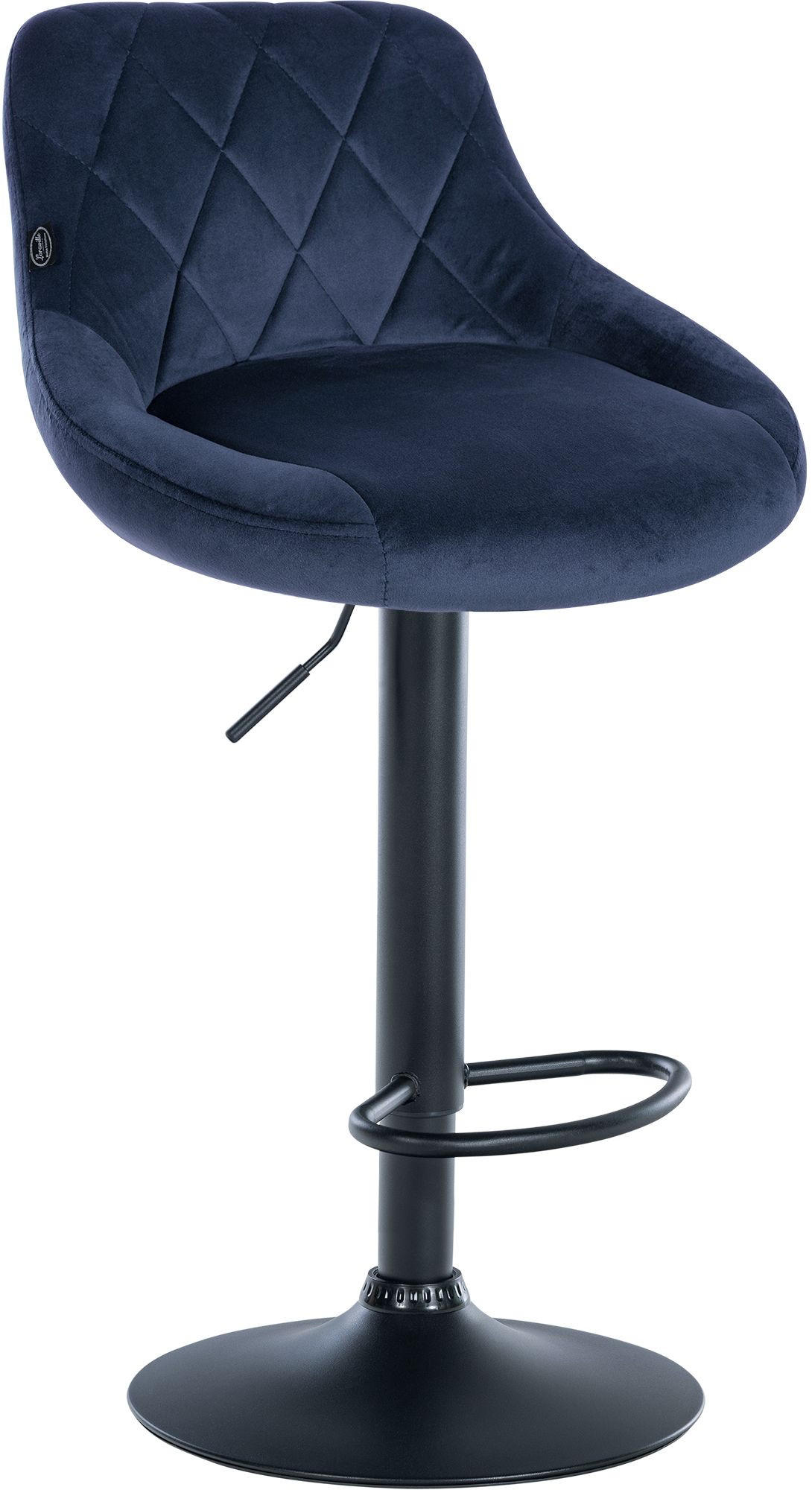 BARHOCKER 2er Set Samt blau - Blau/Schwarz, Textil/Metall (46/83/49cm) - CLP