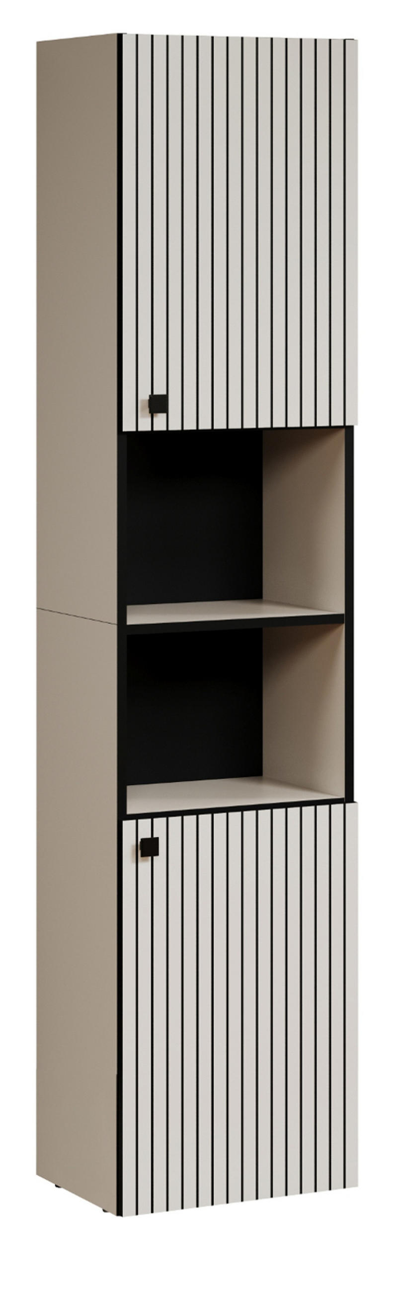 HOCHSCHRANK Kaschmir, grau 40 x 186 cm, Badschrank 2-türig - Kaschmir/Schwarz, Holzwerkstoff/Metall (40/186/31cm) - Top.Furn