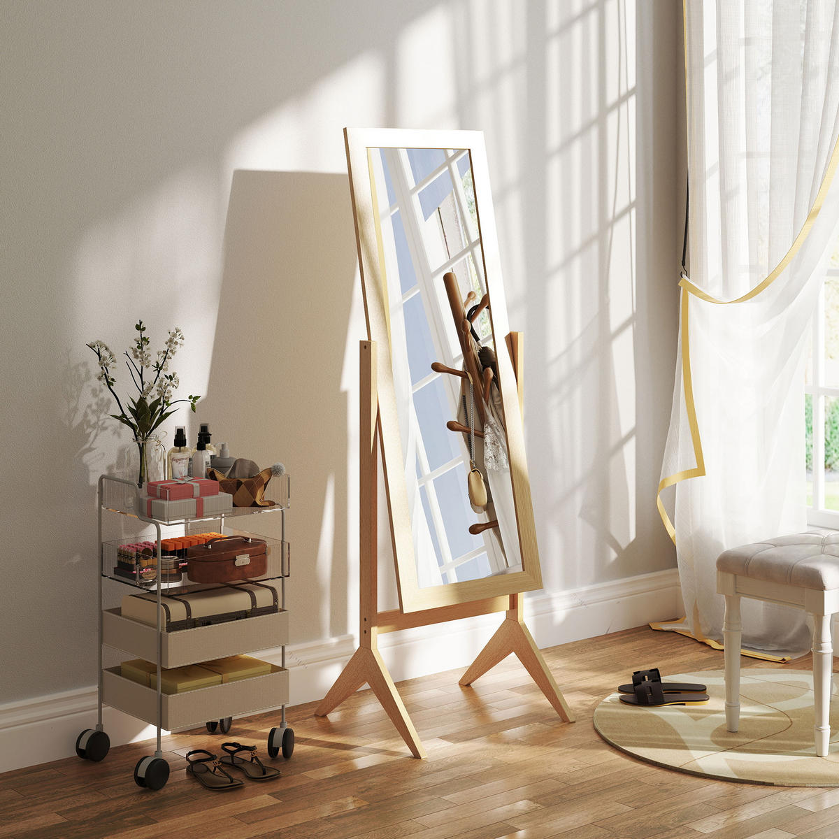 STANDSPIEGEL DE-17940 verstellbarer Neigungswinkel Eiche - Eichefarben, Holzwerkstoff (47/148/46cm) - ComfortXL