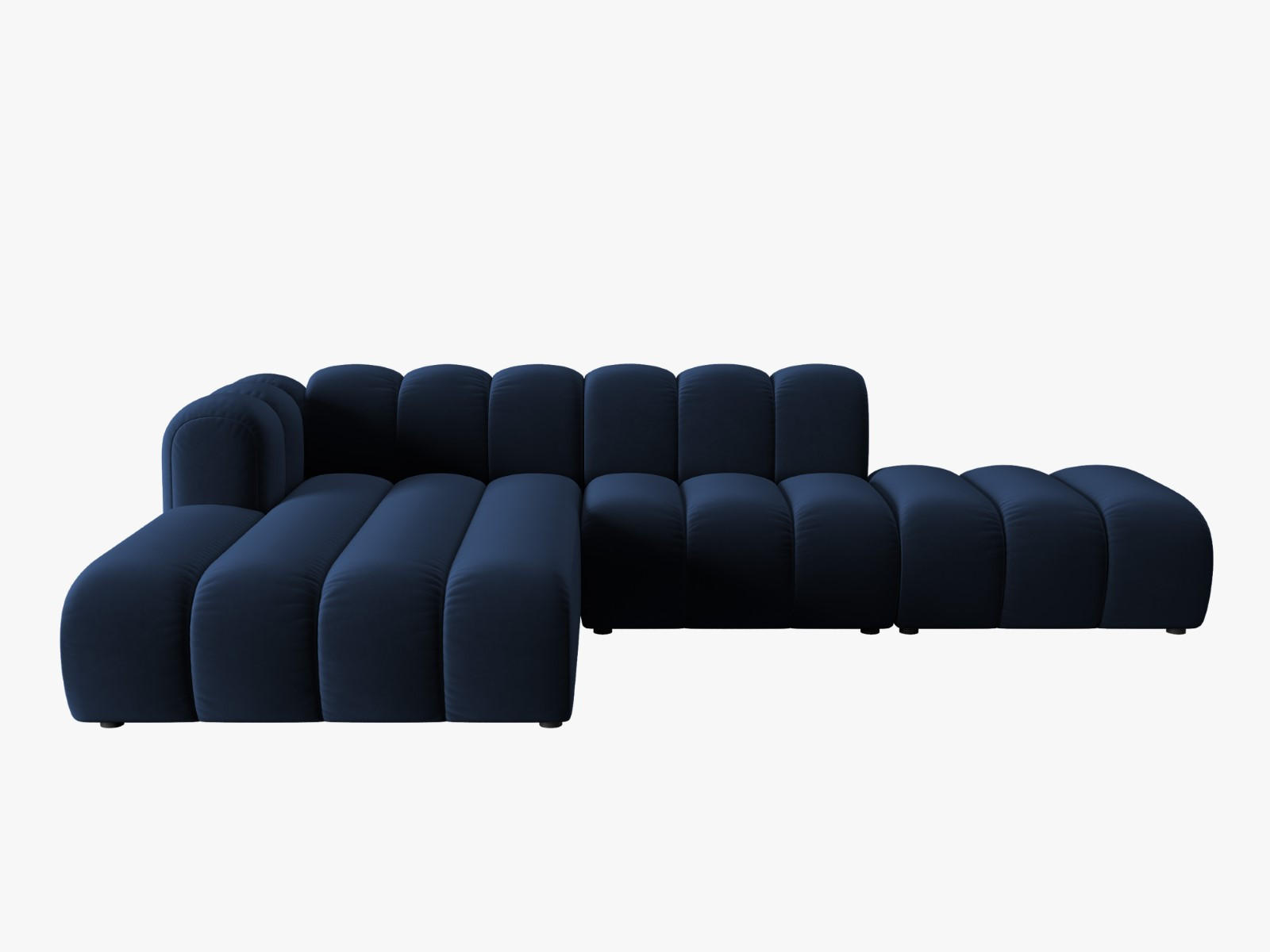 ECKSOFA modular links Lupine aus Samt königsblau 5 Sitzplätze - Dunkelblau, Textil (177/299cm) - Micadoni