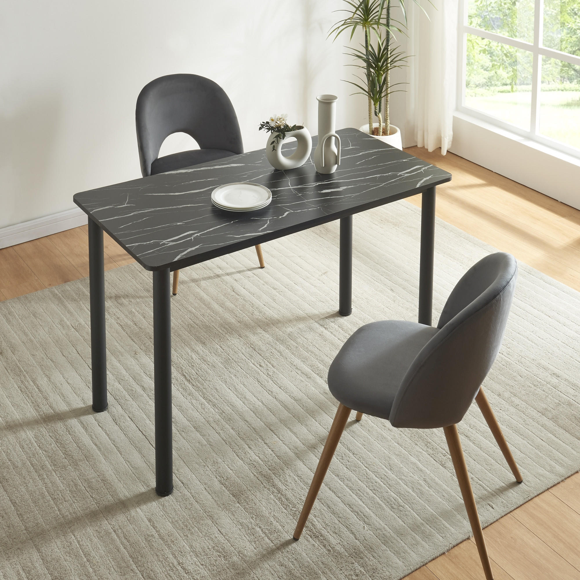 ESSTISCH Tammela - Schwarz, Holzwerkstoff/Metall (120/60/75cm) - [en.casa]