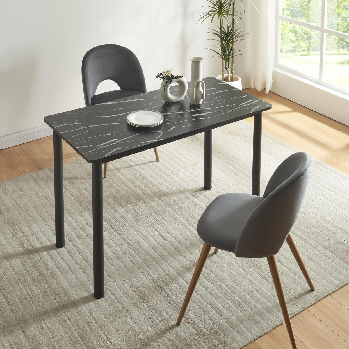 ESSTISCH Tammela - Schwarz, Holzwerkstoff/Metall (120/60/75cm) - [en.casa]