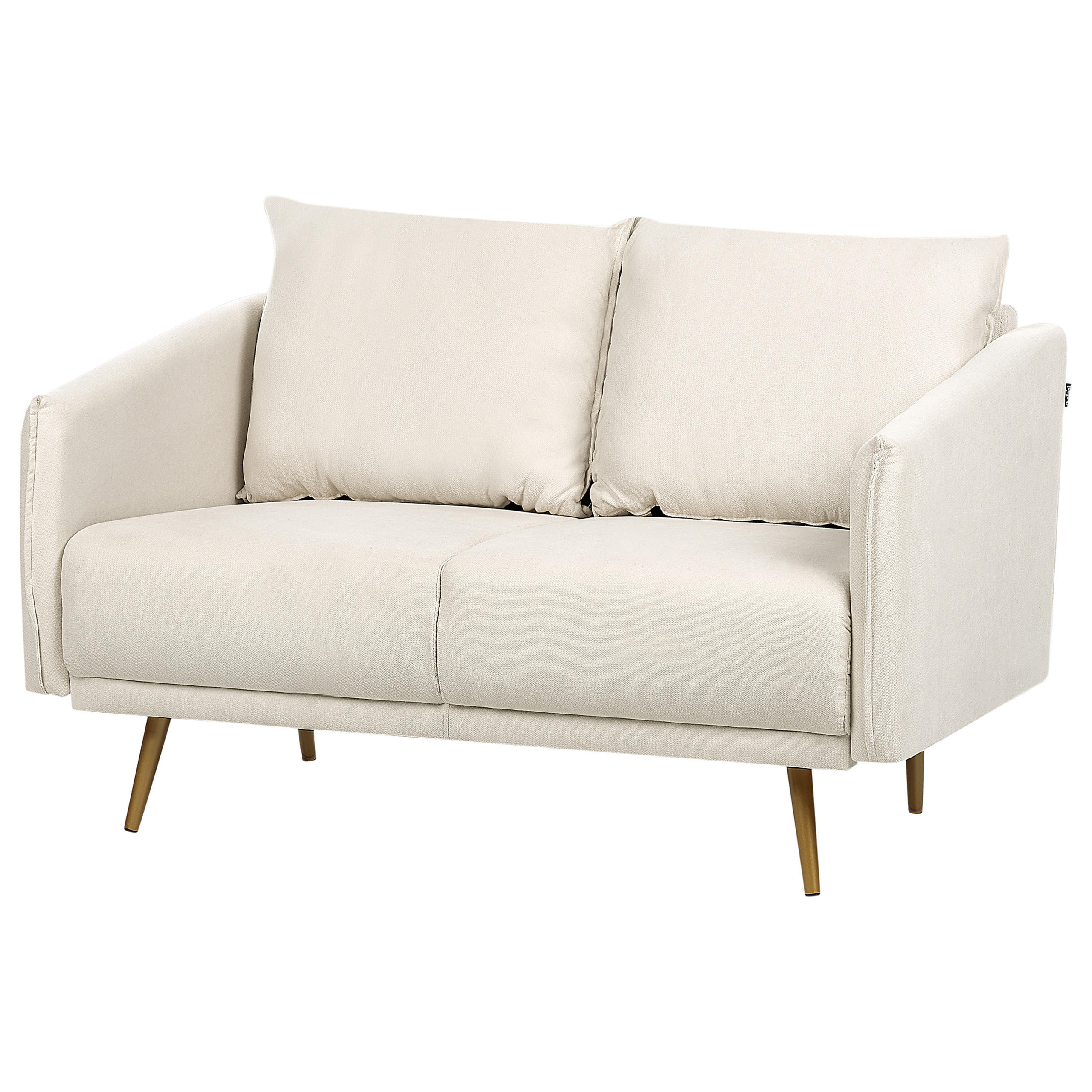 2-SITZER-SOFA beige mit goldenen Beinen Maura - Beige/Goldfarben, Textil (130/83/78cm) - Beliani