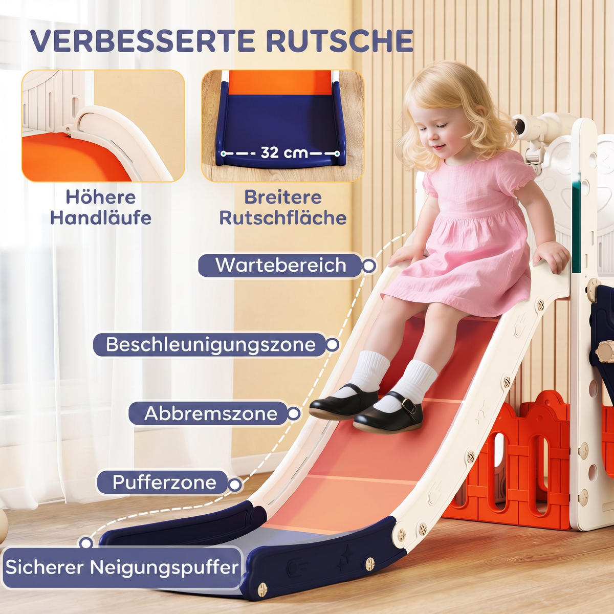 KINDERRUTSCHE HDPE Orange - Orange, Kunststoff (70/86/178cm) - AIYAPLAY