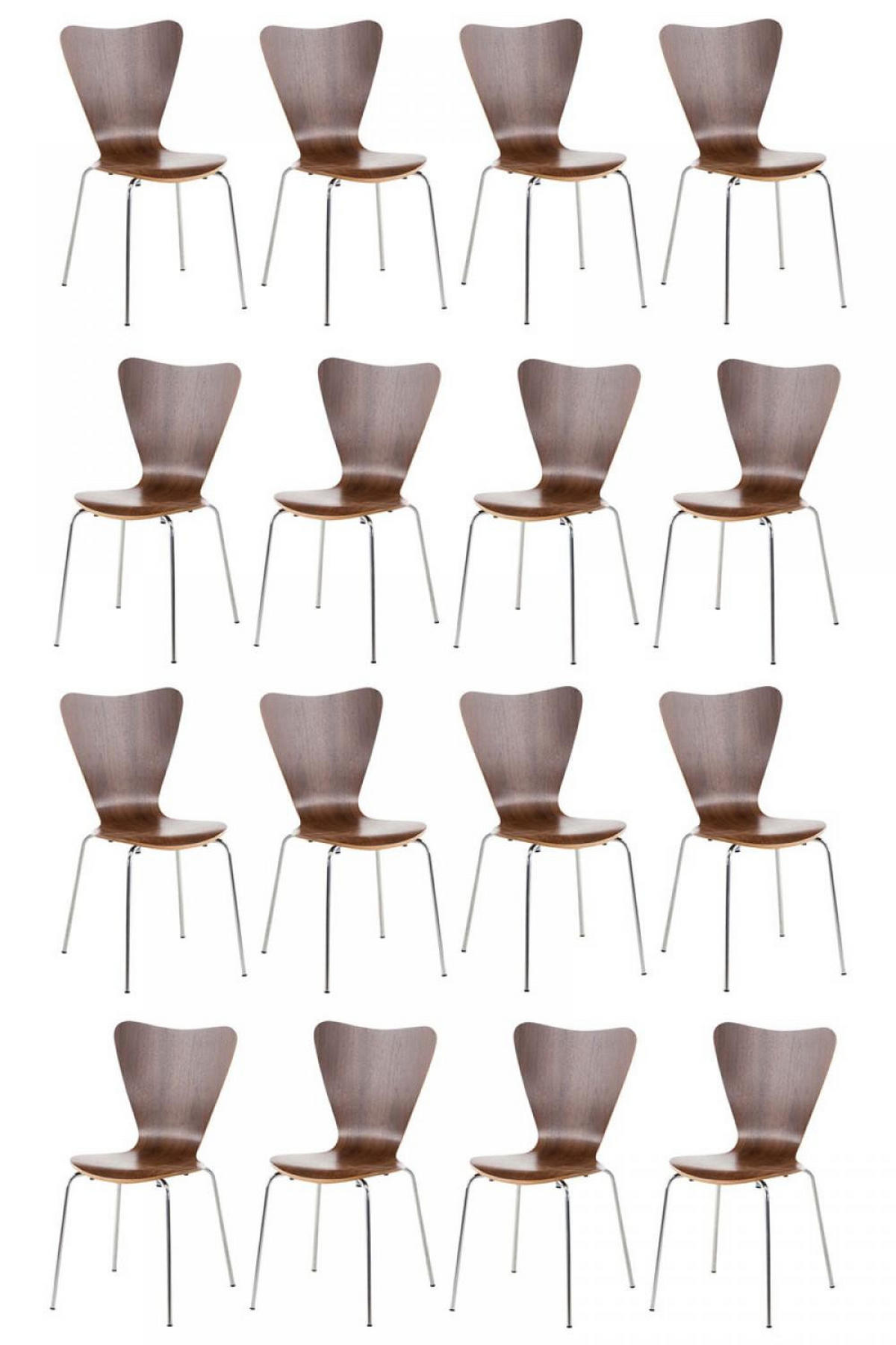 BESUCHERSTUHL 16er Set Holz walnuss - Walnussfarben, Holz/Metall (45/85/49cm) - CLP