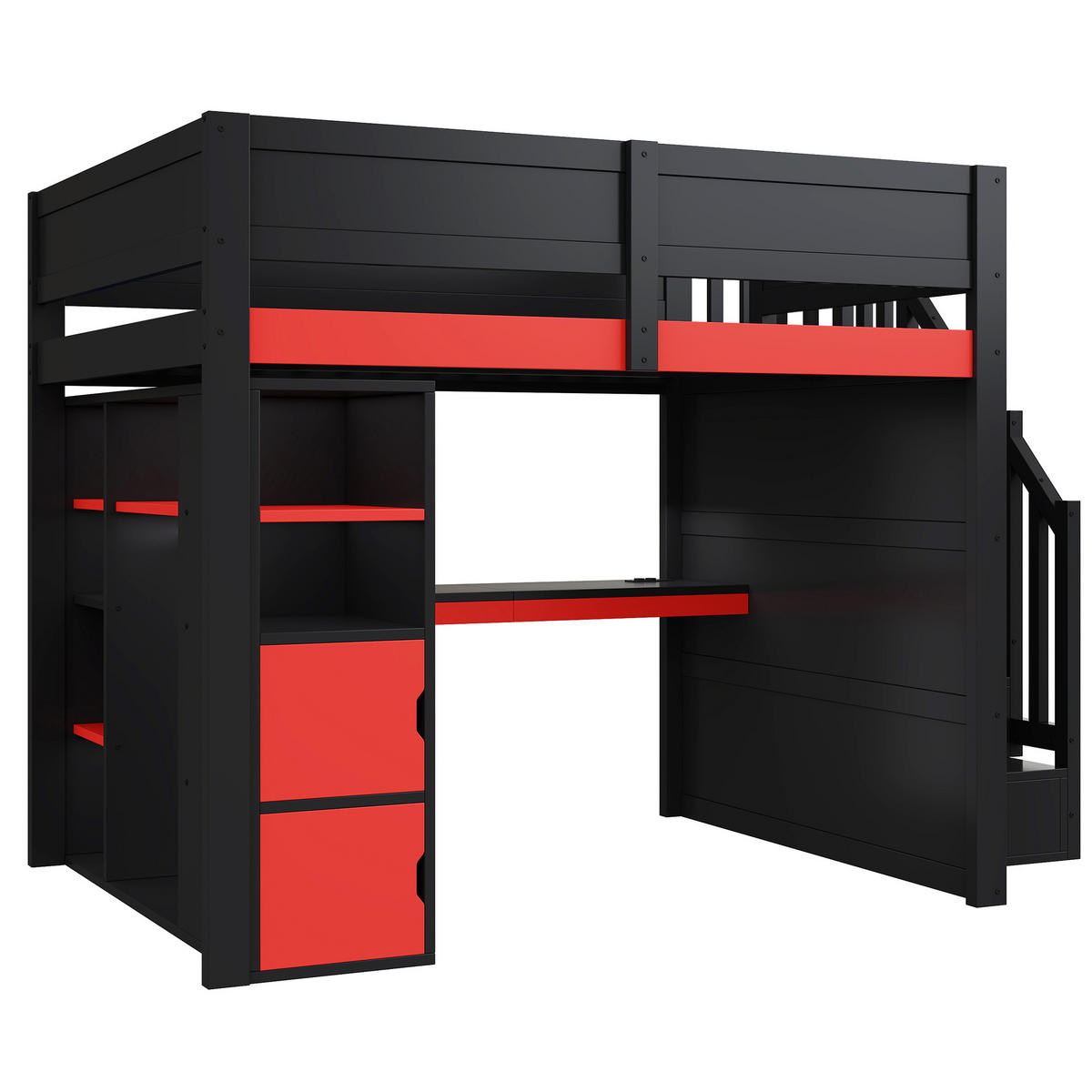 HOCHBETT Holz 140/200 cm Schwarz, Rot - Schwarz, Holz/Metall - Raumix