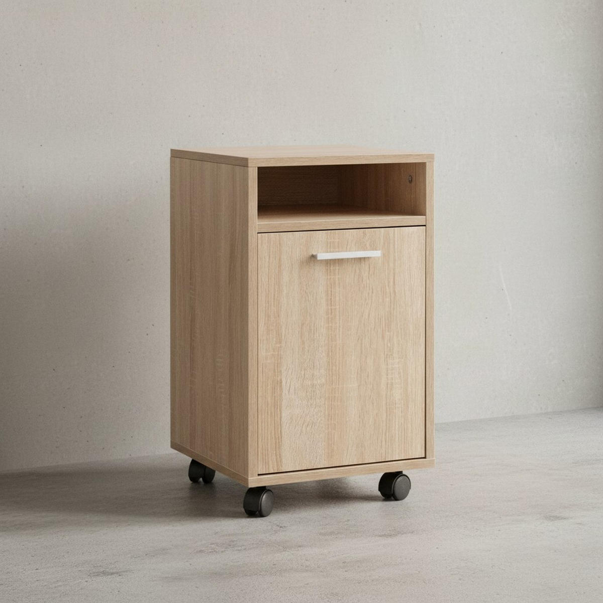 ROLLCONTAINER 2 Türfächer Ablage Rollen Mit Bremsen OSSOLA, Beige 33x38x60 cm - Beige/Schwarz, Holz/Kunststoff (33/60/38cm) - KADIMA DESIGN