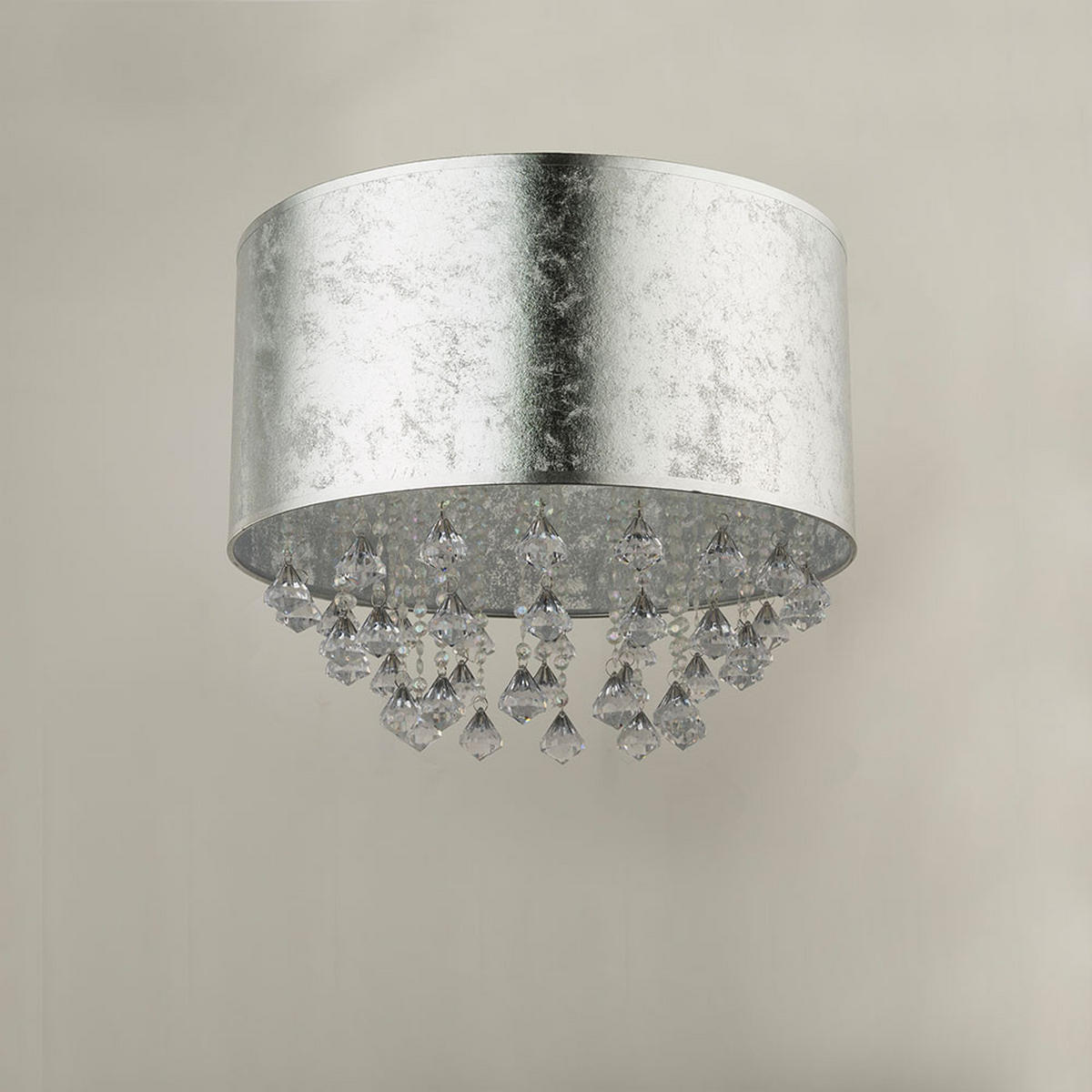 DECKENLEUCHTE AMY Silber Textil - Silberfarben, Metall (40/40/38cm) - Globo Lighting