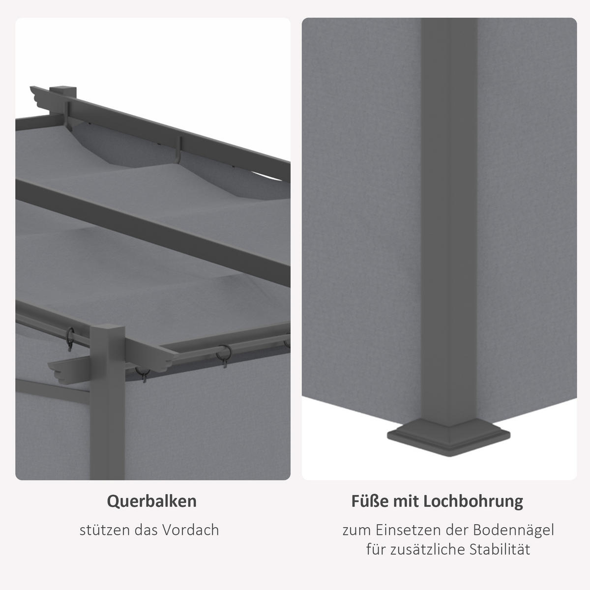 PERGOLA Stahl Alu Polyester Dunkelgrau - Dunkelgrau, Kunststoff/Metall (295/230/297cm) - Outsunny