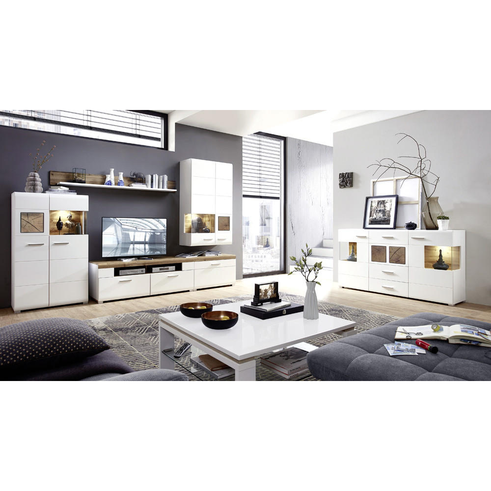 WOHNZIMMER-SET 6-TLG. Faro-36 - Weiß, Holzwerkstoff (215/47/315cm) - Lomado