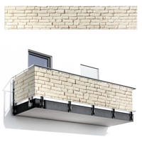 BALKON-SICHTSCHUTZ Ziegel - Wand - Licht - Weiß - Creme, Kunststoff (500/85cm) - MuchoWow