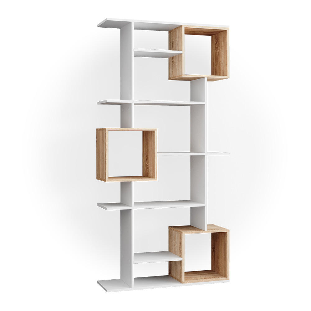 RAUMTEILER Cube Weiß/Sonoma 92 x 187.7 cm - Weiß/Sonoma Eiche, Holzwerkstoff (92/187.7/29cm) - Vicco